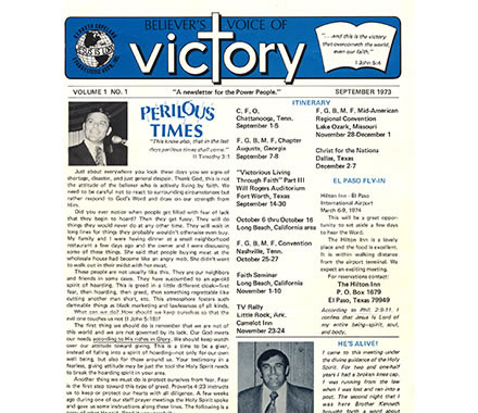 Перше видання журналу «Переможний Голос Віруючого»